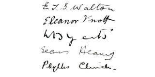 Black ink signatures on white paper from notable members of the Academy